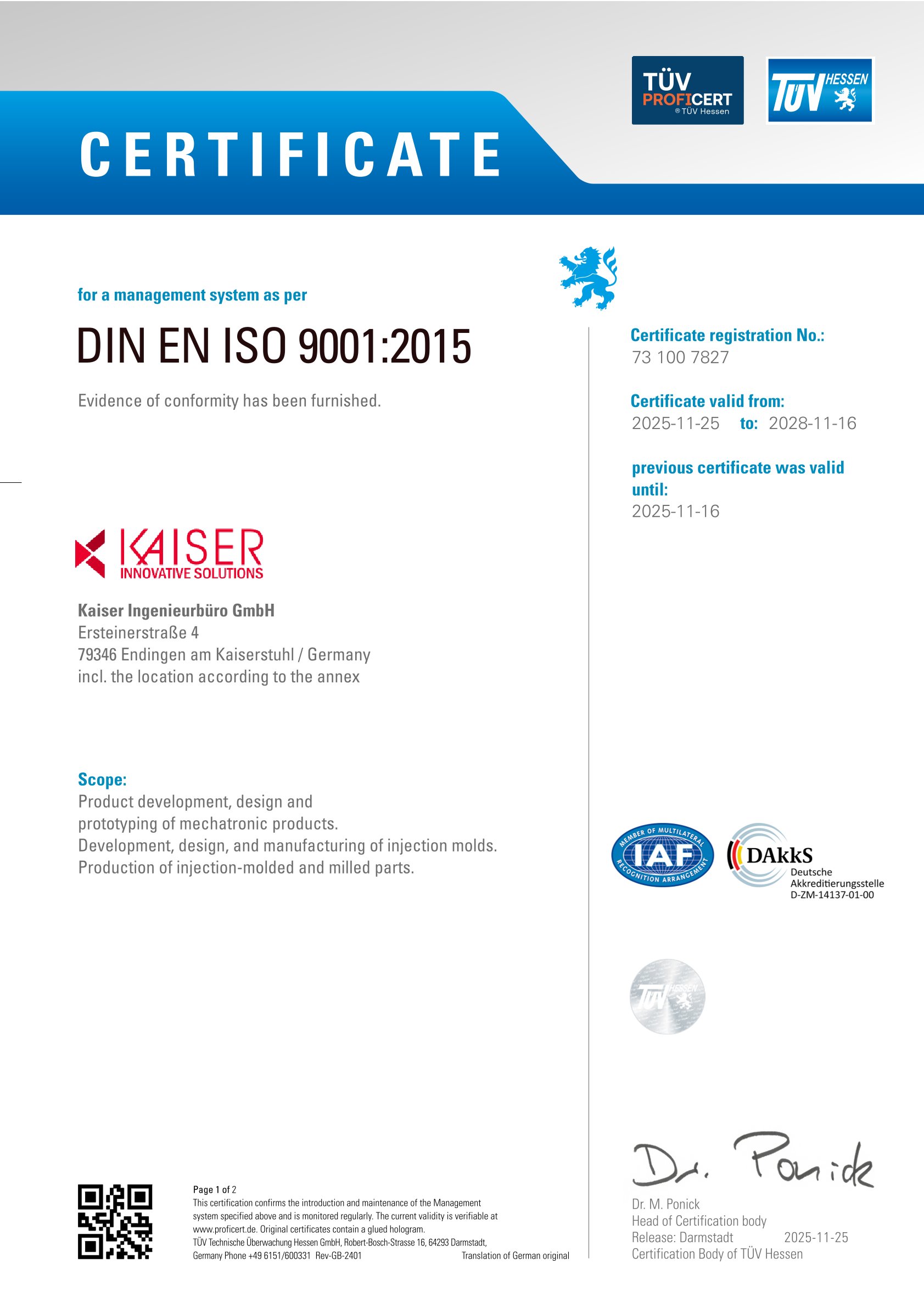 en certificate iso 9001 2015