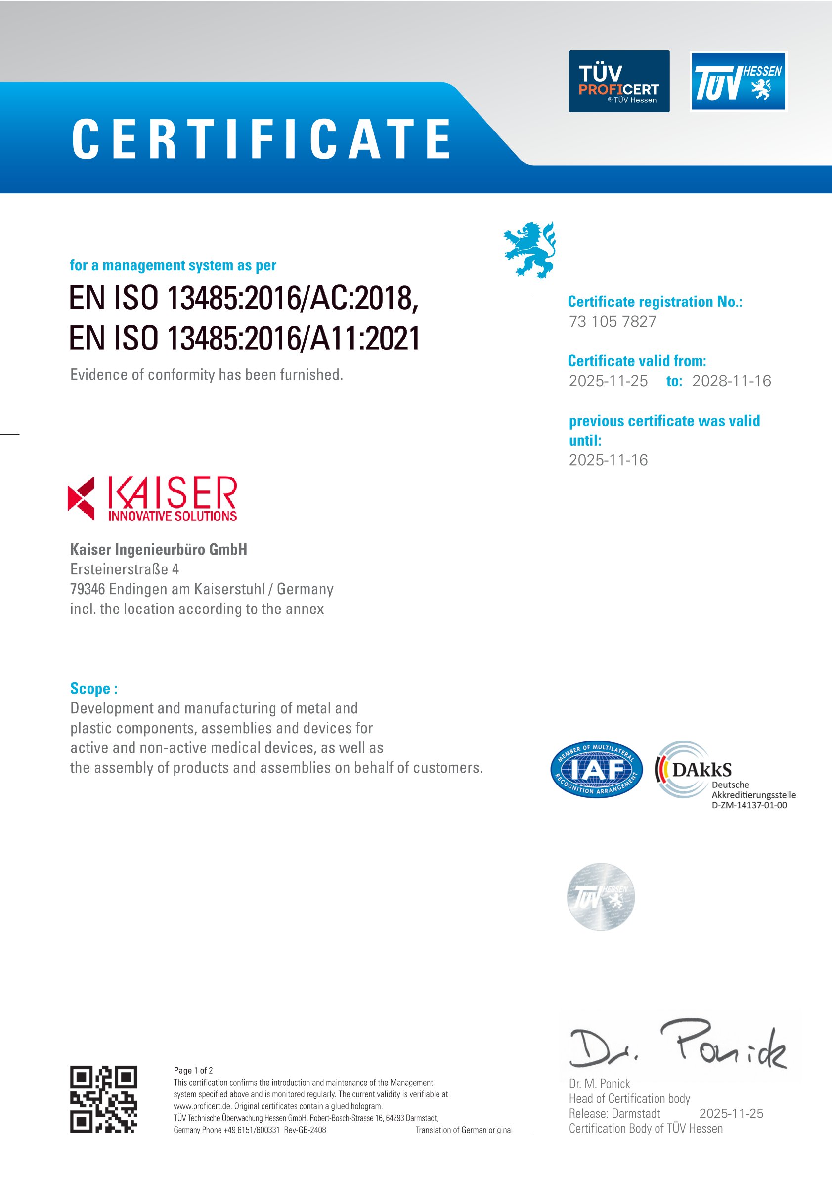 en certificate iso 13485 2016